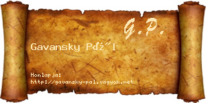 Gavansky Pál névjegykártya